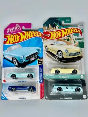 Hot Wheels Camaro Lot Of 4x - 1955 Camaro Yellow & Blue & Teal Blue & Navy Blue
